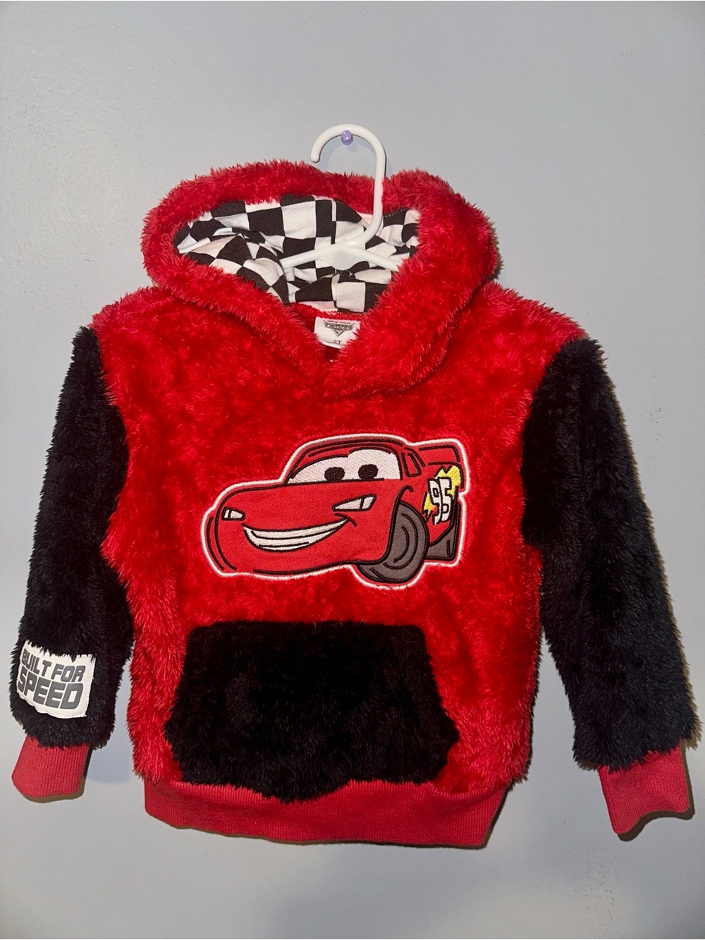 Disney Red & Black Lightning McQueen Plush Hoodie